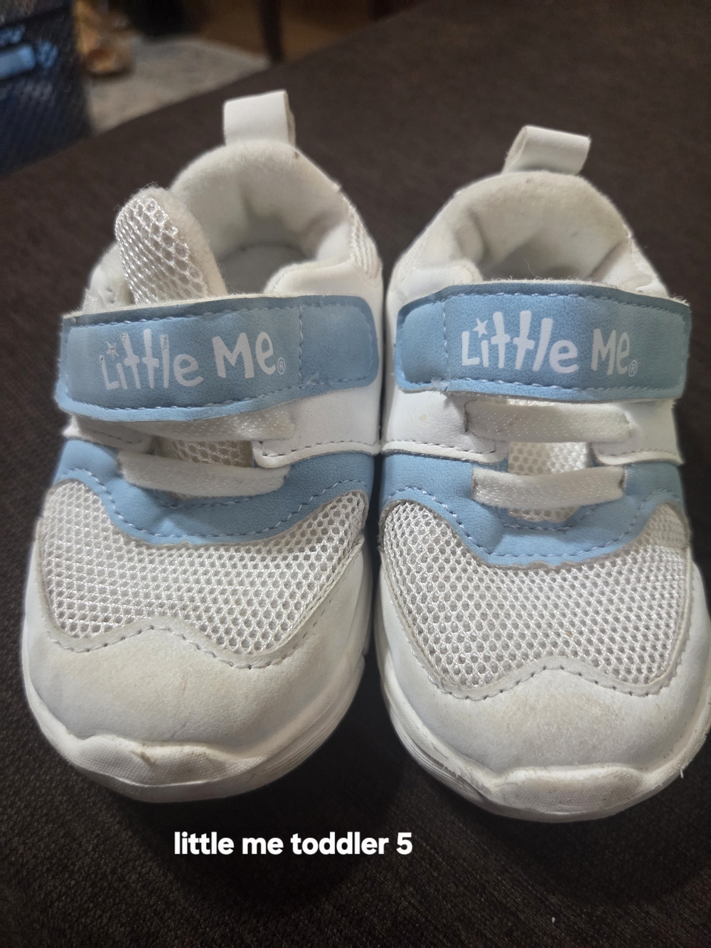 Little Me Baby Toddler Sneakers Tennis Shoes  White  Blue Nwot Sb1